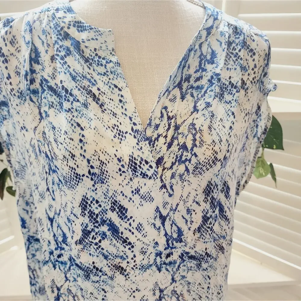 PARKER SILK V NECK BLUE SLEEVELESS SIZE SMALL - Picture 2 of 7